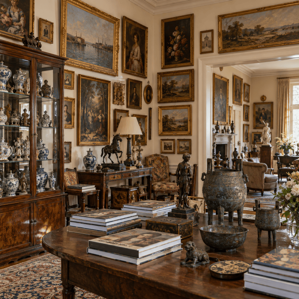 Art, antiques, and furnishings in an estate collection