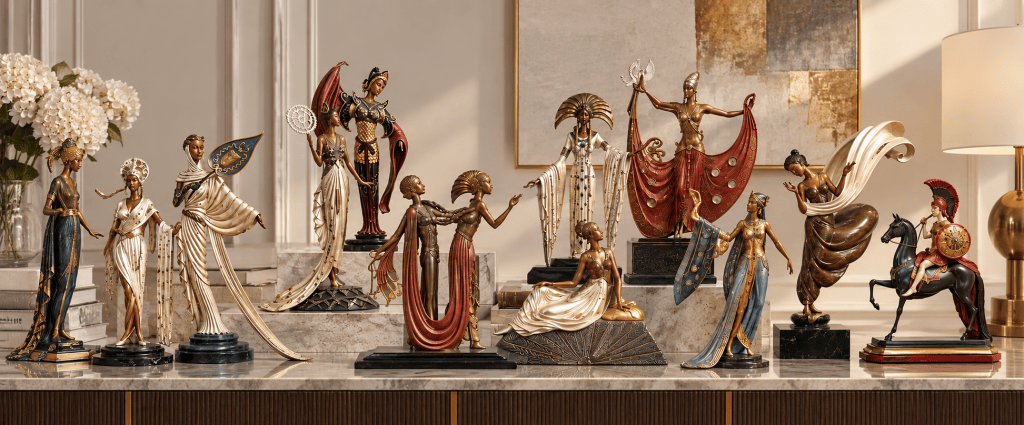 Collection of Erte bronze sculptures and figurines