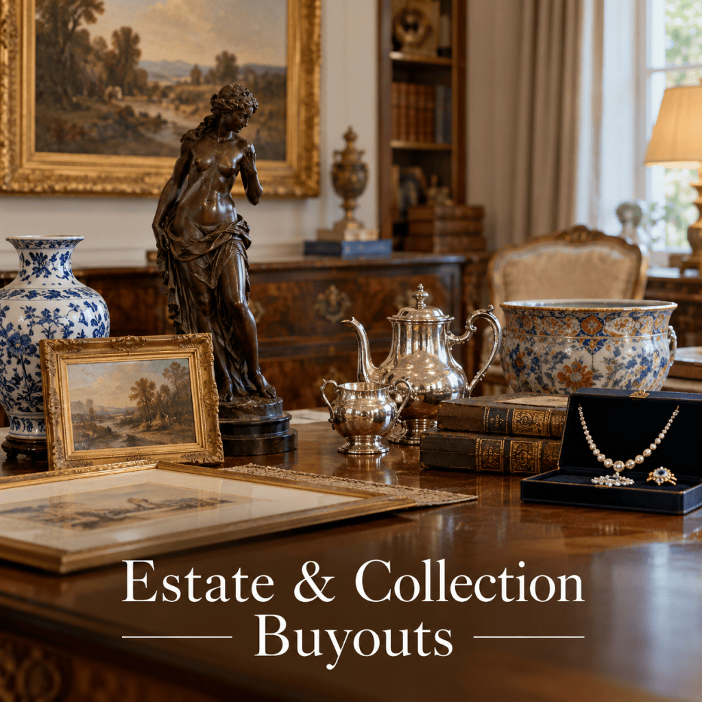 Estate and collection buyouts for fine art, antiques, jewelry, furniture, and personal property