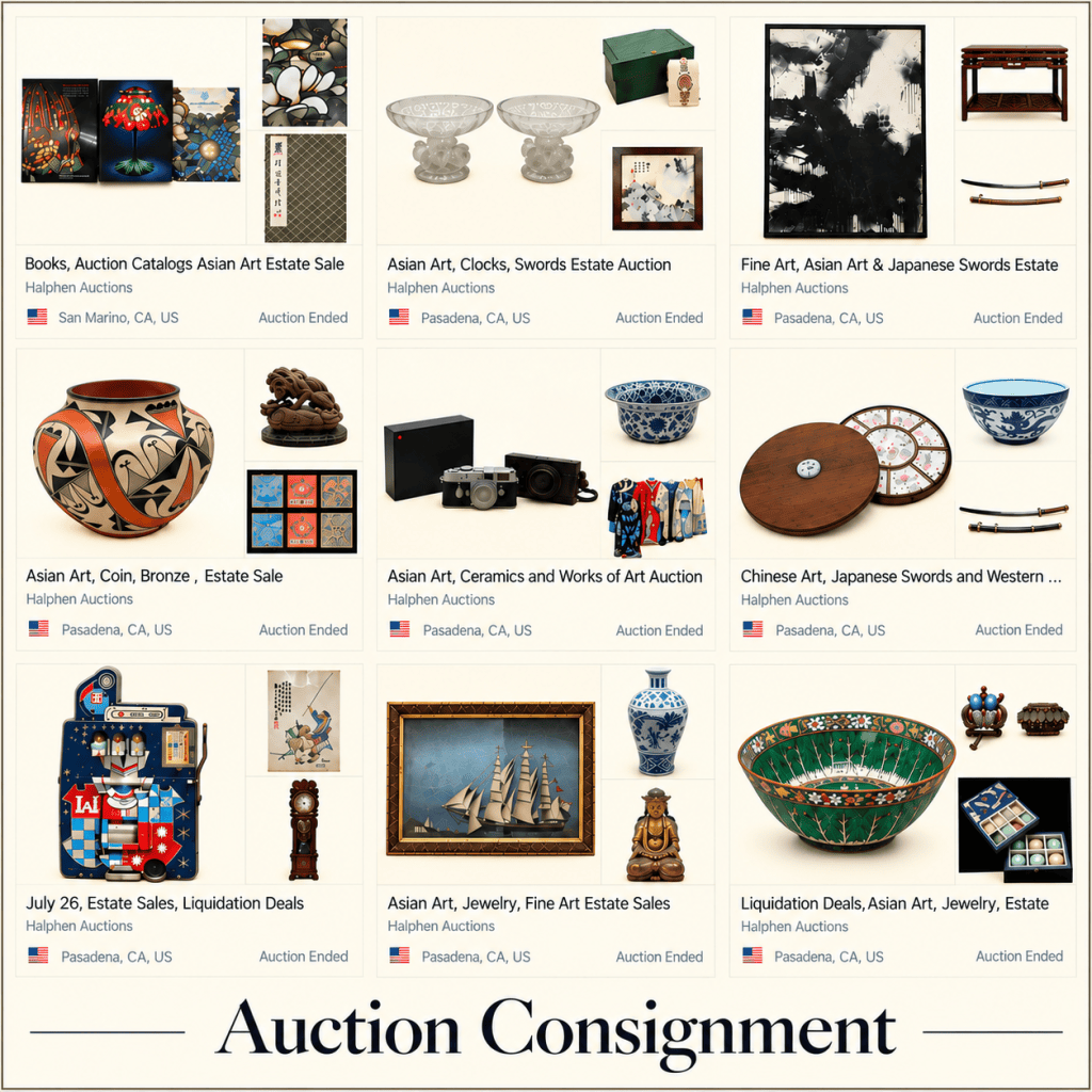 Online auction consignment of fine art, Asian art, antiques, jewelry, and collectibles