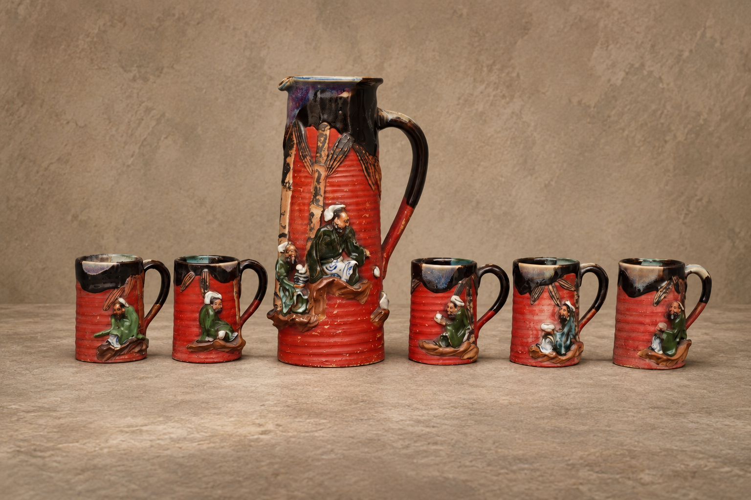 Meiji period Japanese art including Sumida ware, Satsuma ceramics, cloisonne enamel, and decorative objects