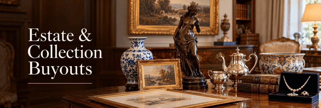 Estate and collection buyouts with cash purchase offers for fine art, antiques, jewelry, furniture, and personal property